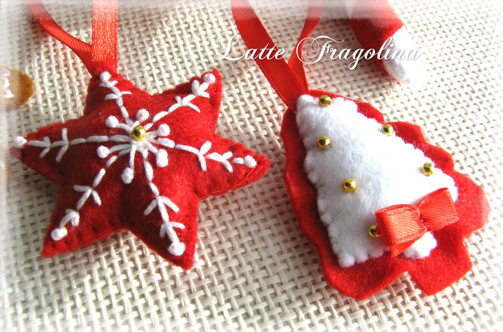 Set di 5 addobbi natalizi, Natale feltro decorazioni - Feste - Nata