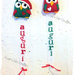 Fuoriporta o decorazione gufetti natalizi in feltro con scritta.