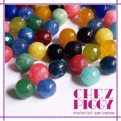 10 x perle in agata sfaccettate 10 mm - mix colori