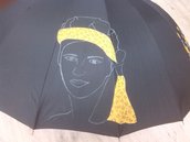 ombrello dipinto a mano,modello "afrik"