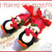 Orecchini a clip Natale "Pinguini con cappello e sciarpa rosso" fimo cernit kawaii idea regalo bambina senza fori