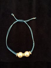 Bracciale perle e zirconi celeste/azzurro