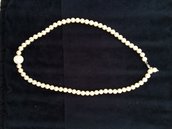 Collana perle vere montatura argento 925 con sfera zirconata