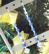 Orecchini con agata blu e cristallo azzurro idea regalo Natale
