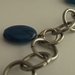 Cintura catena con perle di agata striata colorata blu e perle argentate 