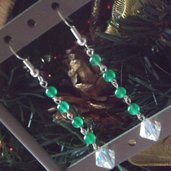 Orecchini con agata verde e cristallo swarovski trasparente  idea regalo Natale