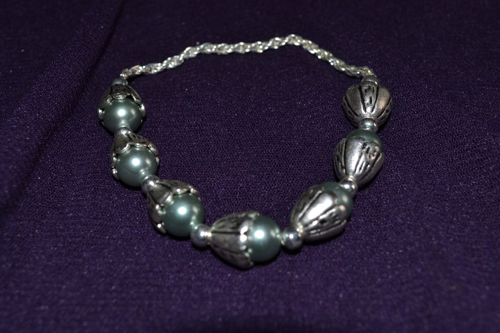 Bracciale Floreale Vintage Con Perline In Porcellana, Fiocco Blu, Occhio Turco E Corno Italiano - Fatto A Mano, Elasticizzato - 2