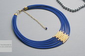 Tessile collana , Colori: blu, oro