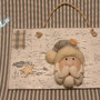 Targhetta Christmas Shabby con Babbo Natale deco in pasta di mais