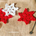 Decorazioni Natale - fiocchi di neve - in rosso e bianco ad uncinetto