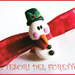 Fermaglio Natale "Omino Pupazzo di neve " rosso idea regalo bambina fimo cernit kawaii 