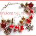 Bracciale Natale "Fiocchi di neve rosso oro" perle charm elegante idea regalo per lei bijoux natalizi