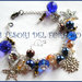 Bracciale Natale "Fiocchi di neve perle blu oro" elegante idea regalo per lei bijoux natalizi 
