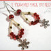 Orecchini Natale "Fiocchi di neve rosso oro" perle charm idea regalo per lei bijoux natalizi