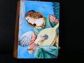 Miniatura dipinta su legno“Angelo con liuto”Melozzo da Forlì