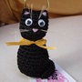 GATTO NERO PORTACHIAVI  AMIGURUMI IDEA REGALO NATALE PORTAFORTUNA