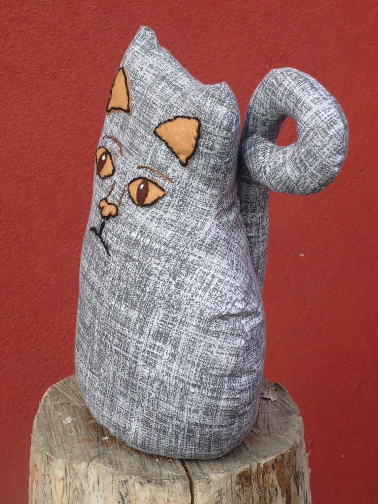 Fermaporta Originale Dcasa A Forma Di Gatto Bianco - Tessuto E Sabbia, Fatto A Mano, Decorazione Casa, 1400g