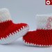 Scarpette boot + cappellino per bimbi in rosso e bianco con fiocco neve e bottoncini