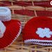 Scarpette boot + cappellino per bimbi in rosso e bianco con fiocco neve e bottoncini