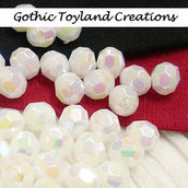 001 - 20 Acrylic Opaque Faceted Round Bead - White