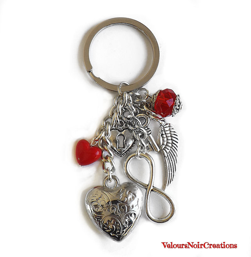 Cuore Angelo Angelo Custode Argento Portachiavi