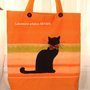 BORSA GATTO IN TESSUTO ARANCIO IDEA REGALO ARTIGIANALE TIPO SHOPPING