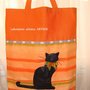 BORSA  DECORO GATTO NERO IN STOFFA ARTIGIANALE IDEA REGALO FATTO A MANO 