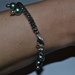 Braccialetto catena flessibile con perle sintetiche colore acquamarina 