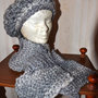Completo berretto + sciarpa in lana grigia