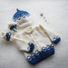 Abbigliamento neonato 0-3 mesi / Completino neonato 0-3 mesi/ cappellino / golfino / scarpette / abbigliamento bambino / regalo nascita / bianco e blu 