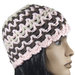 Berretto lana cappello donna mod ZIG ZAG tre colori marrone rosa beige realizzato a mano a uncinetto