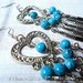 Orecchini Pendenti con perle azzurre Stile Etnico