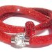 bracciale in rete tubolare e cristalli rossi fatto a mano stile swarovski stardust