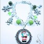 Bracciale Natalizio con Cabochon in Vetro Babbo Natale