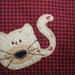 morbida sciarpa patchwork stoffa americana con gatto applique