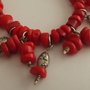 Bracciale di corallo rosso e perle argentate 