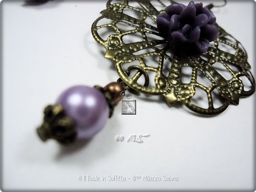 Orecchini Pendenti A Gancio Perla Rotonda Viola 9-11mm – Argentati Per Donne (Nuovi)