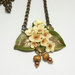 Collana in Fimo con bouquet di fiori e foglie fatto a mano,regalo unico,fantasy,serie "Foresta Incantata"