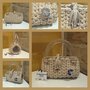 "Pochette Elegance" di Sheila Bijoux in fettuccia beige con manici e laterali in plastica trasparente