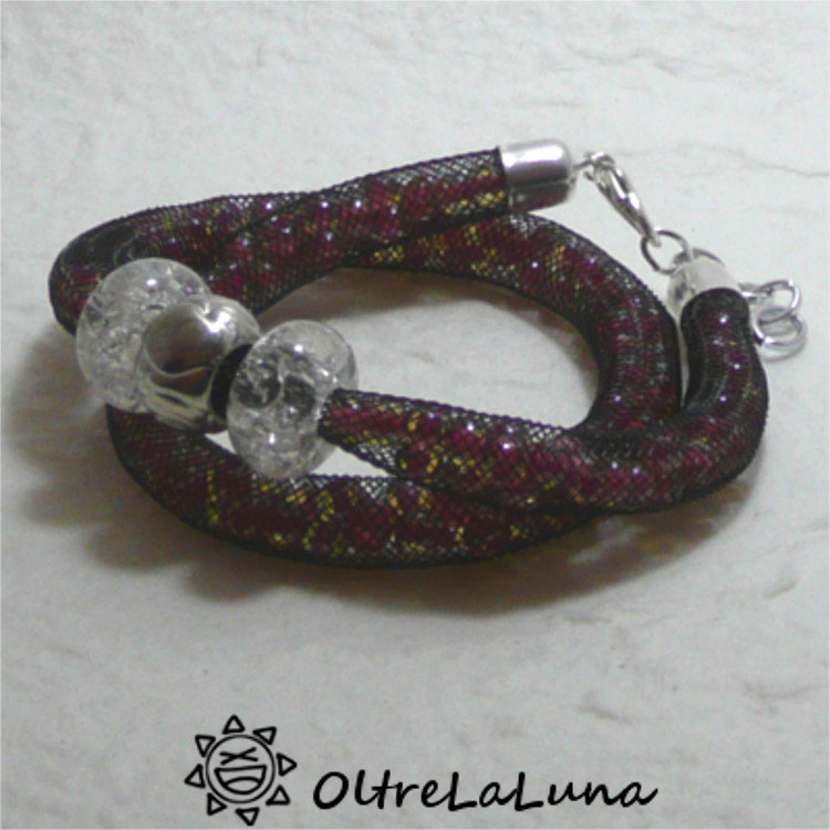 Bracciale LES POULETTES BIJOUX Con Perla Nera D'Acqua Dolce E Perline - Argento 925, In Cofanetto Regalo