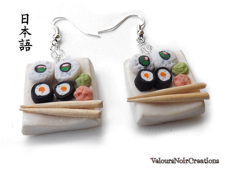 Orecchini A Sushi Miniblings | Gioielli Fatti A Mano In Polimero | Design Maki E Pesce | 6mm | Allegri E Ipoallergenici | Da Berlino
