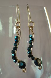 metallic blue swarovski earrings