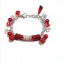 bracciale rosso con charms e cristalli FATTO A MANO!