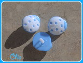 5 bottoni coccinella bianchi e azzurri