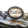 Picasso medaglione d'arte, collana bronzo, cabochon