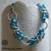 Bracciale chainmail in maglia bizantina color azzurro e acciaio