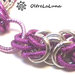 Bracciale chainmail in maglia bizantina color fucsia, accaio e rosa antico
