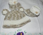 Scarpette  e cappellino bebè unisex misto  lana con sfumature particolari 