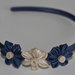 Cerchietto blu con fiori kanzashi fatti a mano
