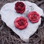 Parure orecchini + anello con roselline in pelle rossa